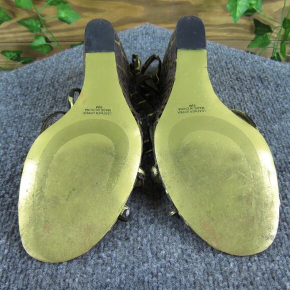 Hale Bob Women's Strappy Brown Leather Pump 9.5 Medium Gently Used 2025 - Picture 7 of 7